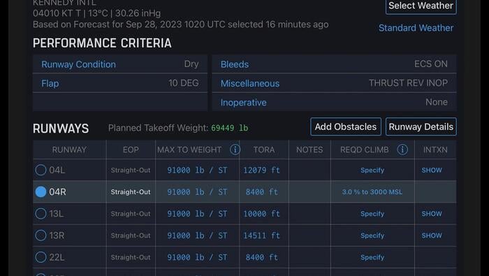 Aircraft Performance Group iPreFlight Genesis SID Analyzer